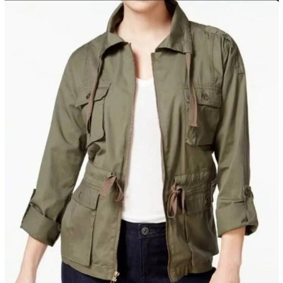 Bar III Green Full Zip Utility Jacket Size Medium - Picture 1 of 6